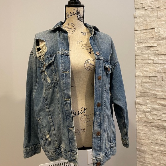 Coats | Zara Ripped Denim Jacket | Poshmark